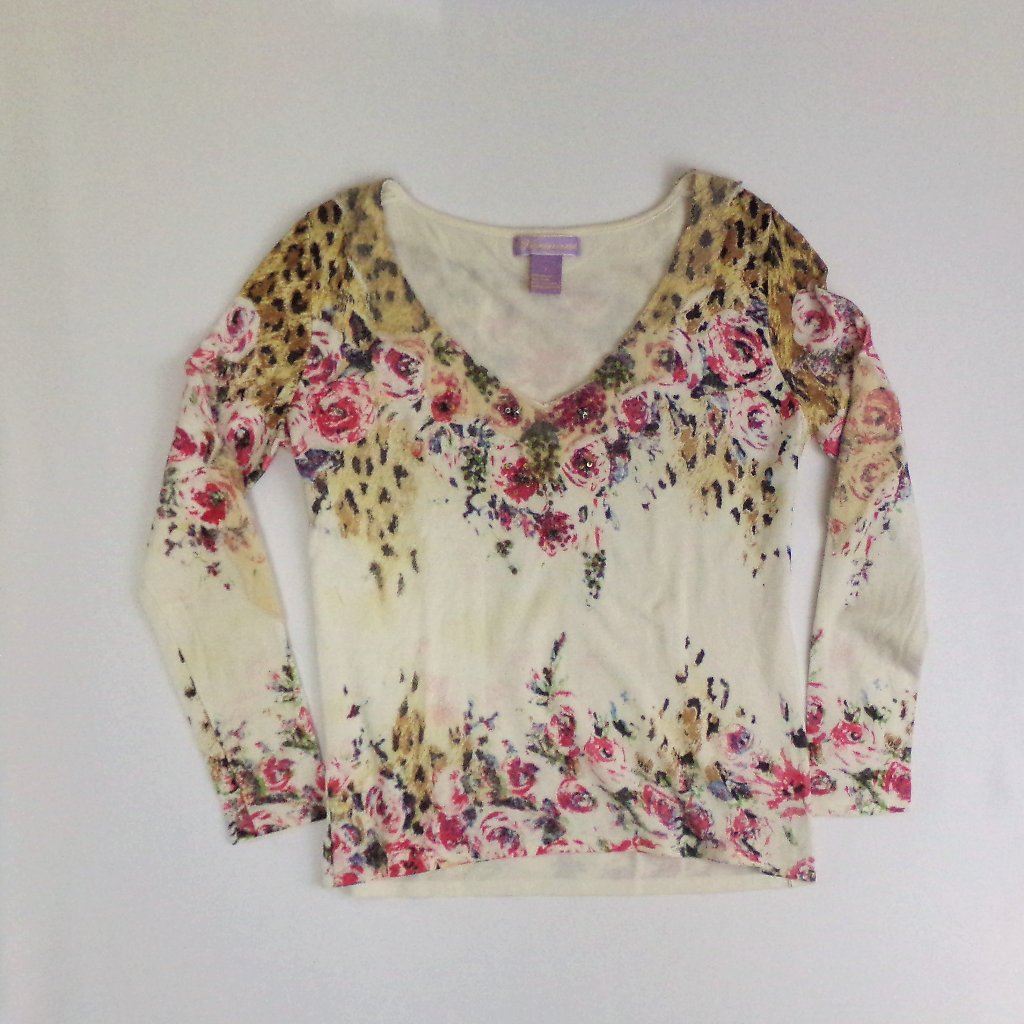 Bermani Knit V-Neck Pullover Long Sleeve Sz S